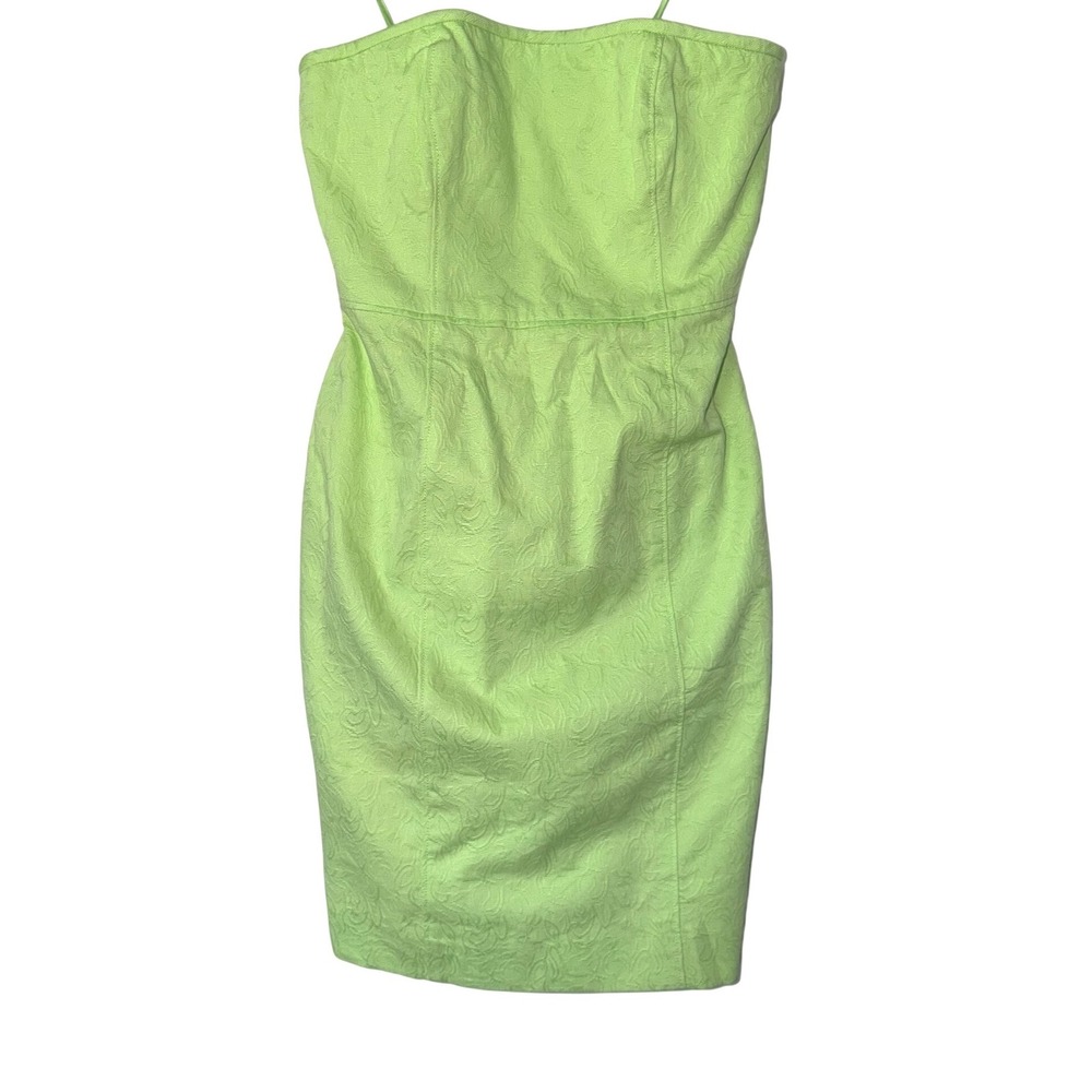 J.Crew Lime Green Strapless Textured Cotton Sheath Dress Size 6 NEW